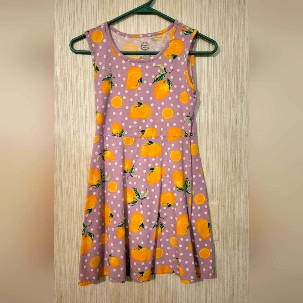 Cute girls Spring dress. Size 10/12. Purple w yellow 🍋 lemons.